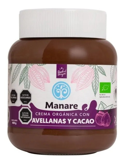 Crema orgánica con avellanas y cacao 400 g