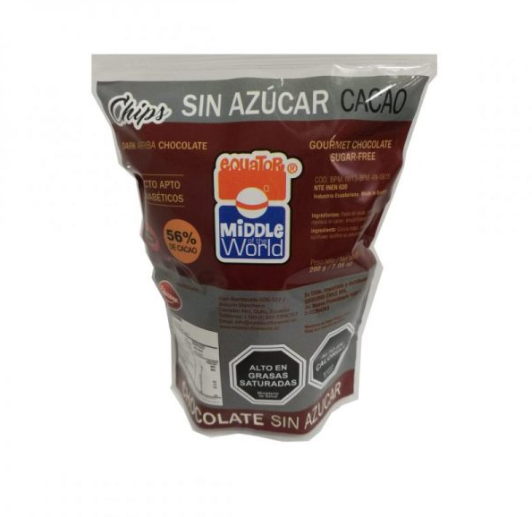 Chips de chocolate sin azúcar 56% cacao - 200gr