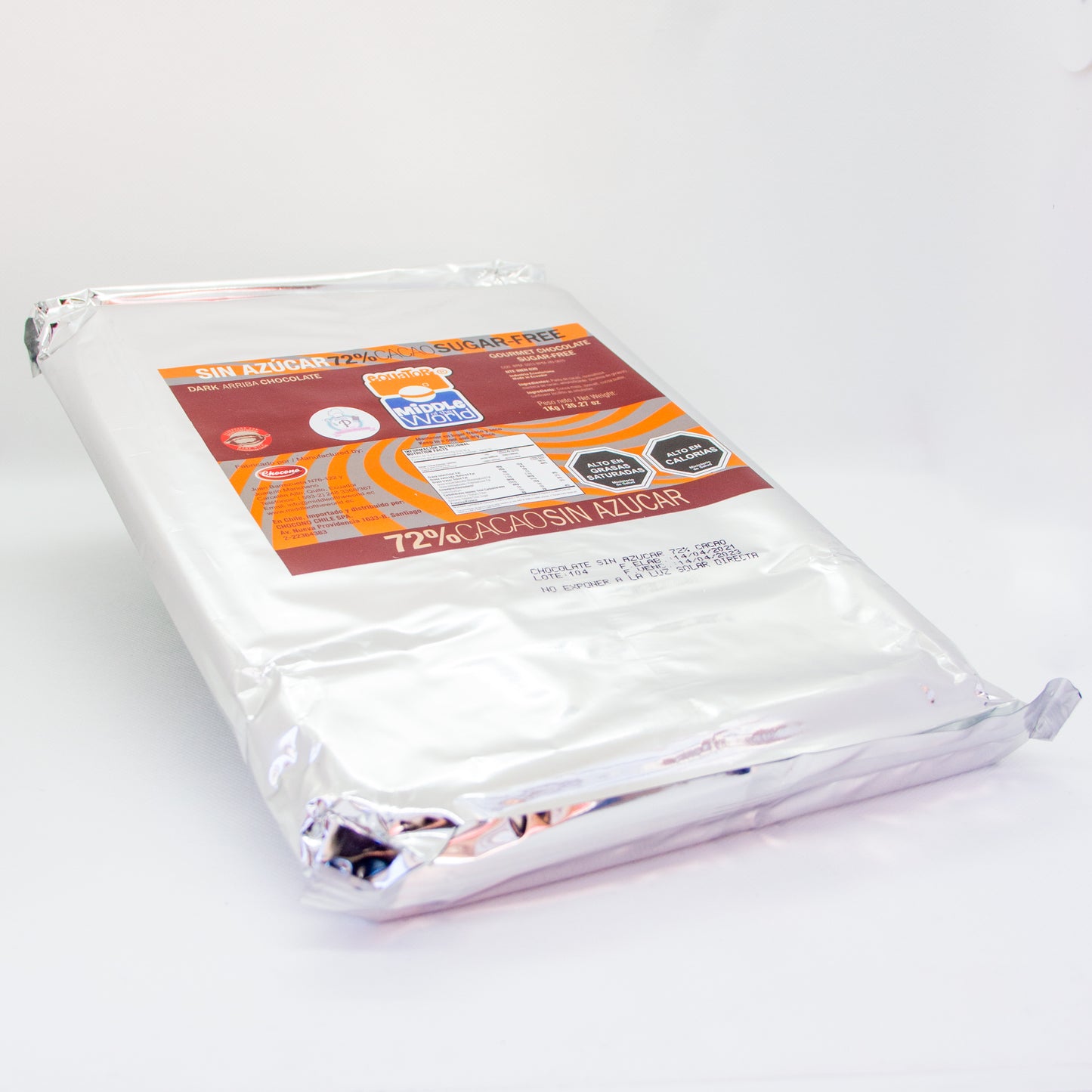Oferta Chocolate sin azúcar 72% cacao - Barra 1kg
