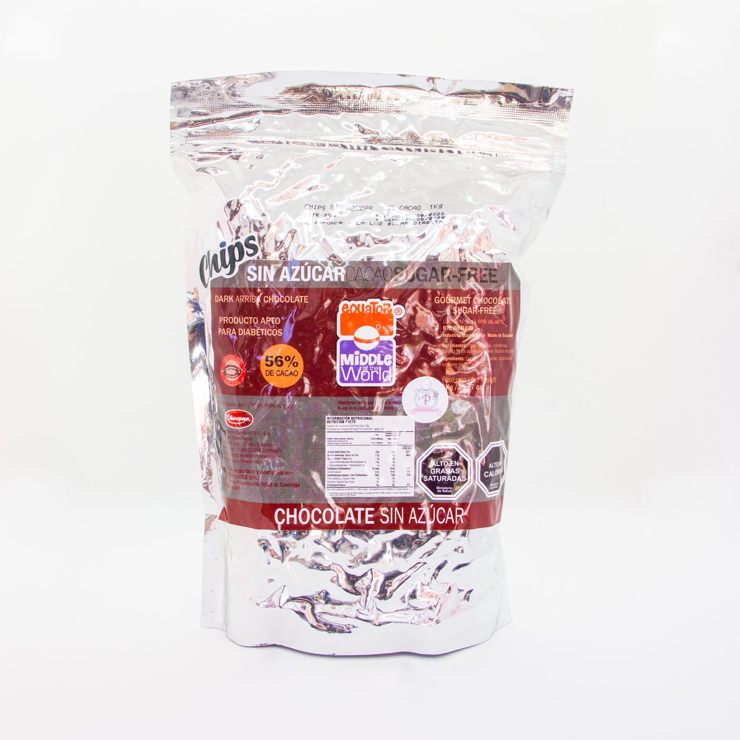 Chips de chocolate sin azúcar 56% cacao - 1kg