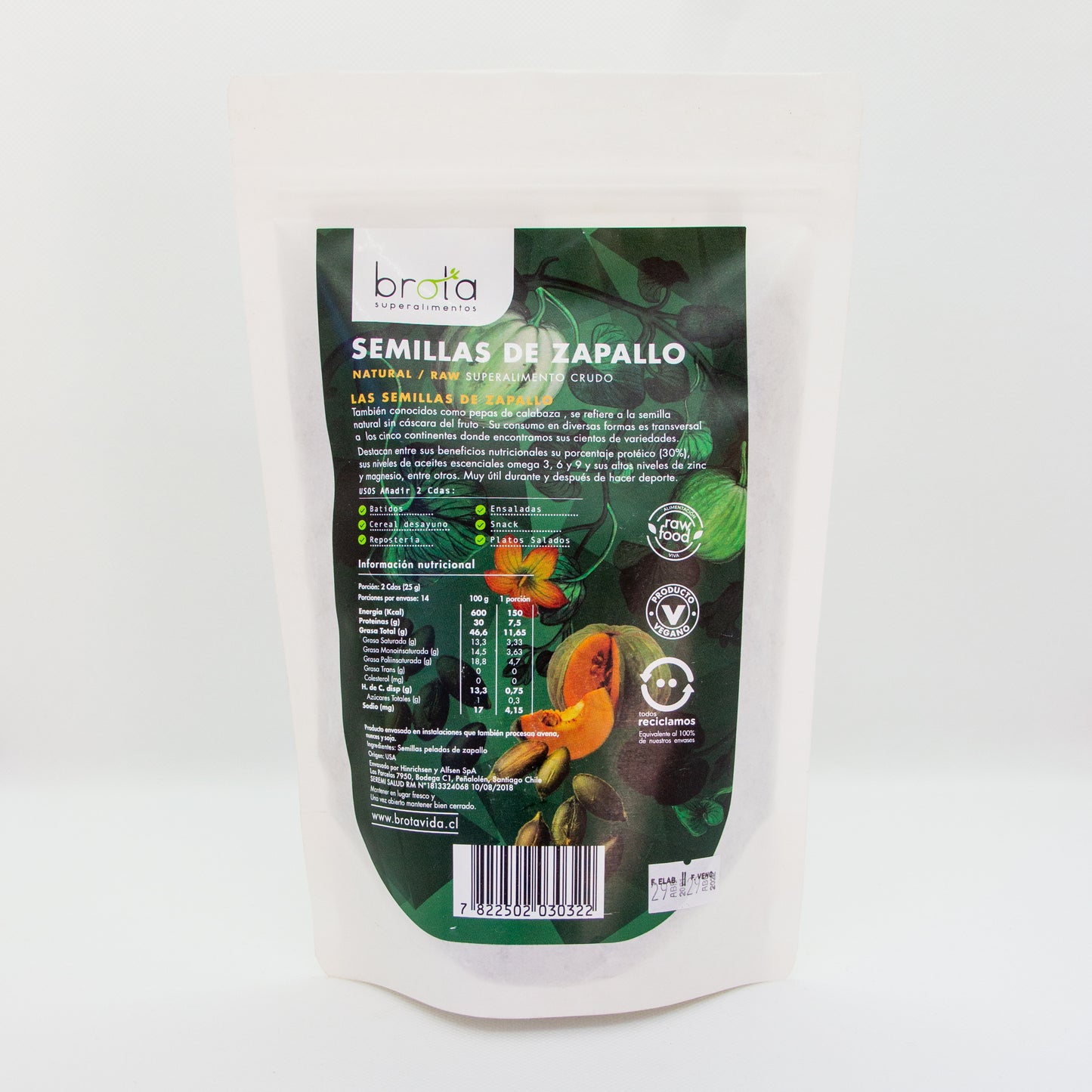 Semilla de zapallo natural "Brota" - 350gr