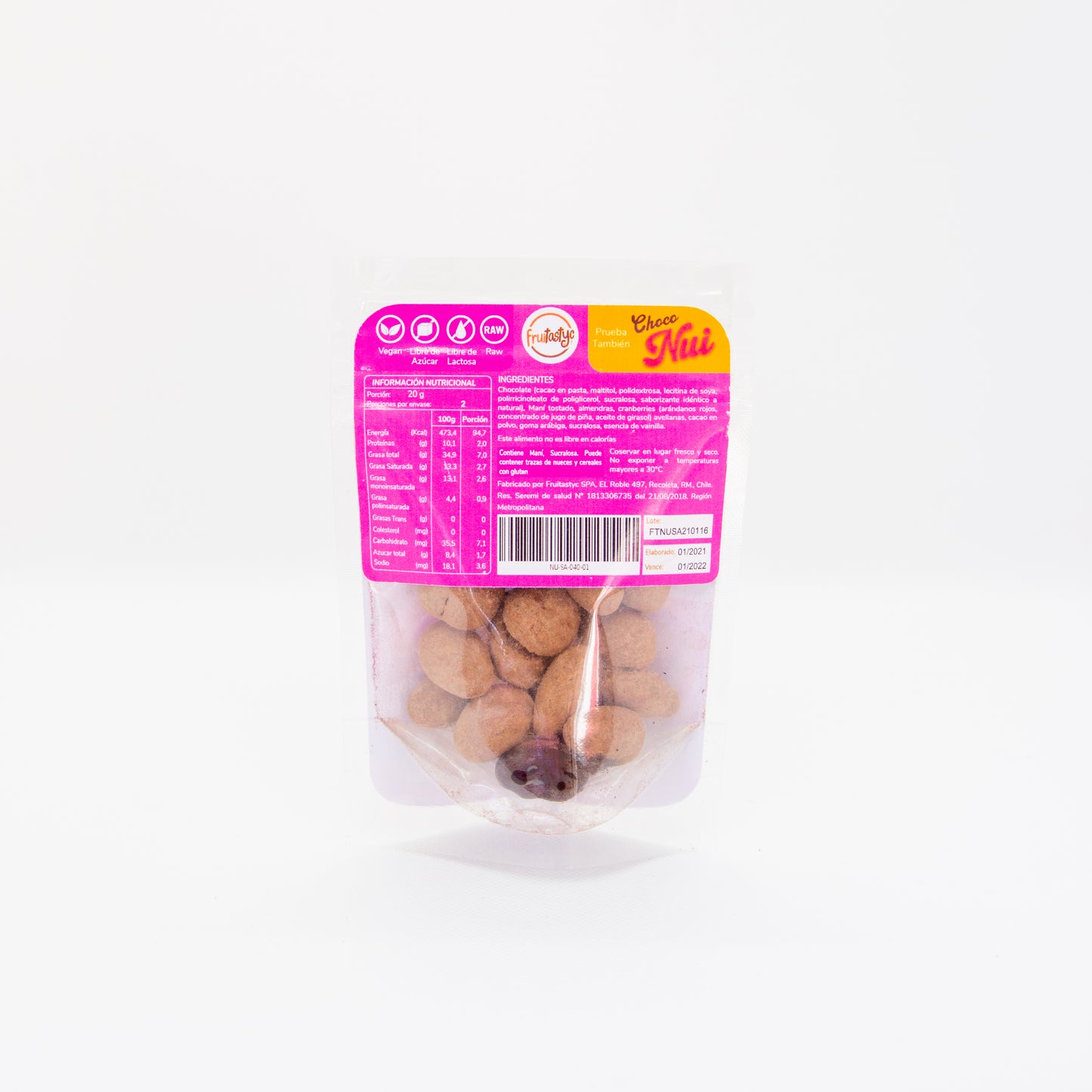 Choco nui fruitos secos cubiertos de chocolate - 40gr