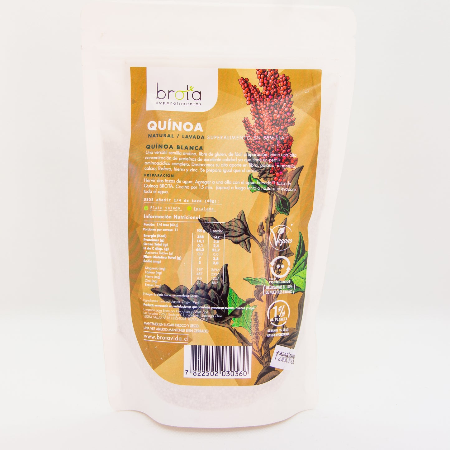 Quinoa real antiplánica blanca lavada "Brota" - 450gr
