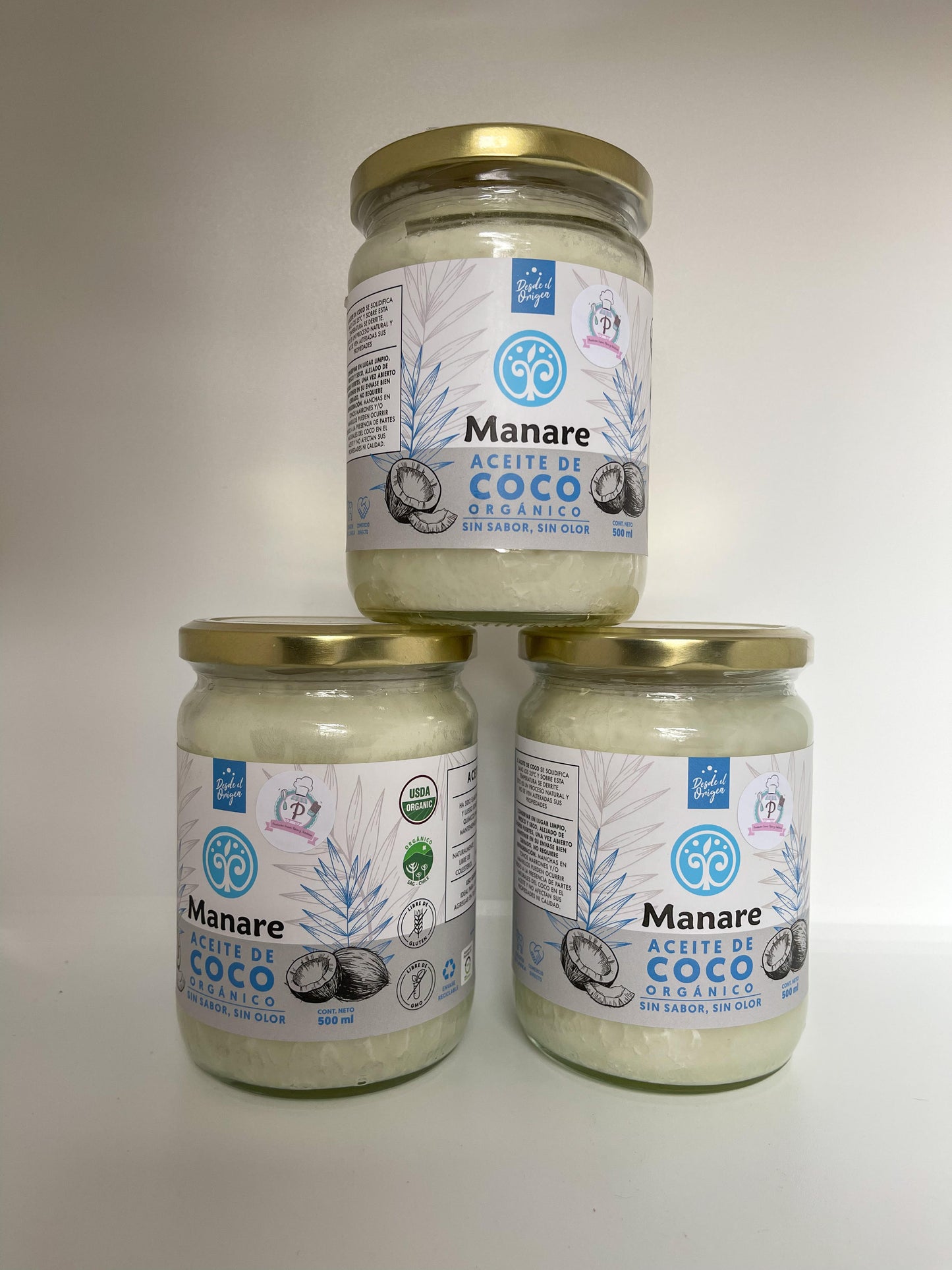 Aceite de coco “manare “ sin sabor sin olor 500 ml.