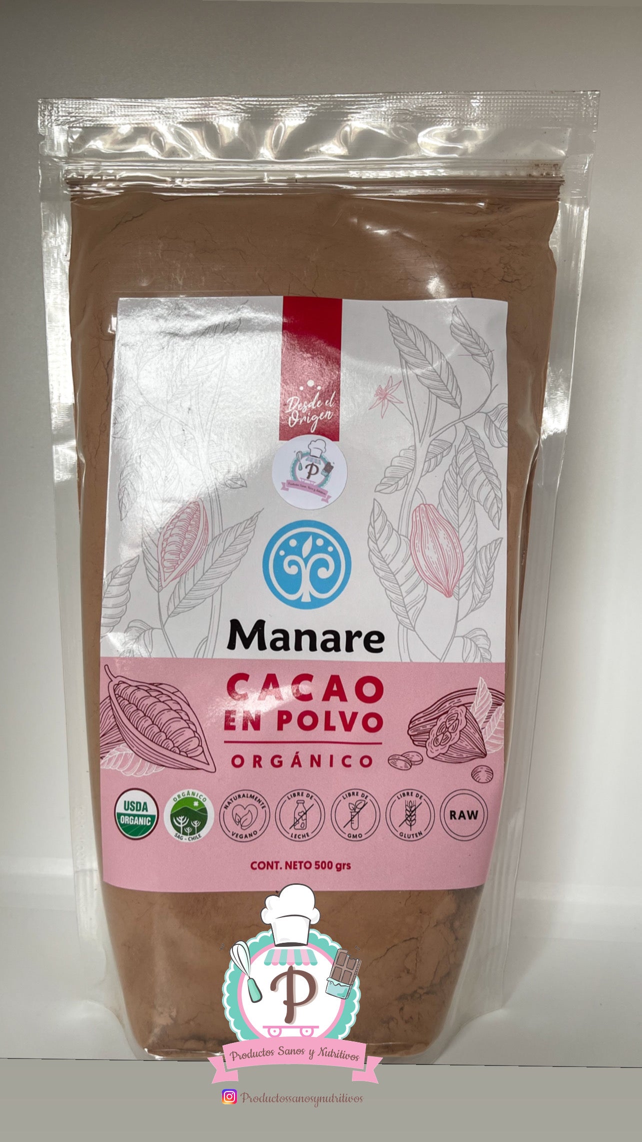 Cacao en polvo orgánico  “Manare” 500 gr
